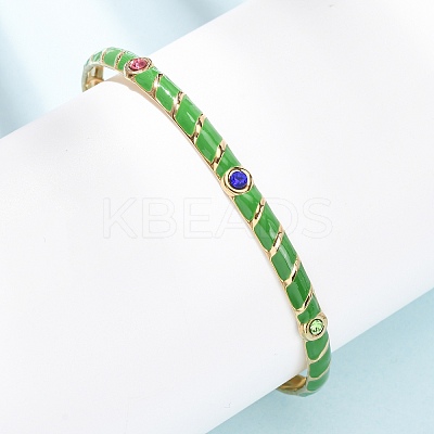 304 Stainless Steel Enamel Cuff Bangles for Women BJEW-H637-02A-G-1
