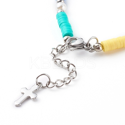 Polymer Clay Heishi Beaded Bracelets BJEW-JB06131-1