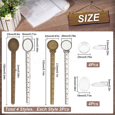 DIY Blank Dome Bookmark Ruler Making Kit DIY-SC0021-02-1
