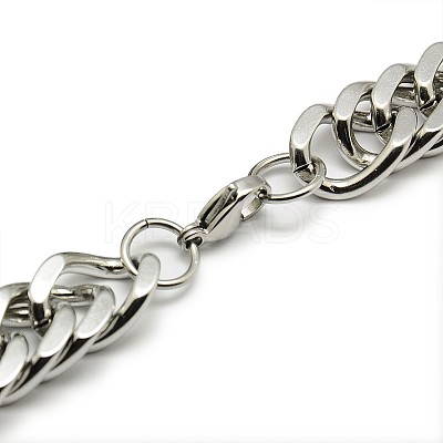 Tarnish Resistant Fashionable 304 Stainless Steel Cuban Link Chain Necklaces STAS-A028-N065P-1