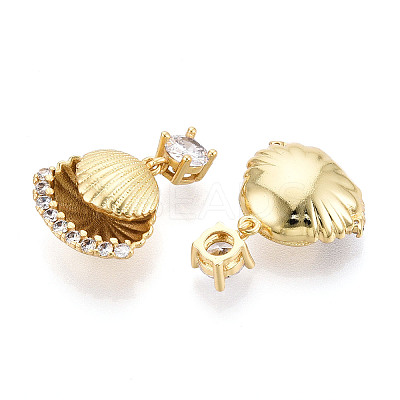 Brass Micro Pave Cubic Zirconia Pendants KK-N265-19G-1