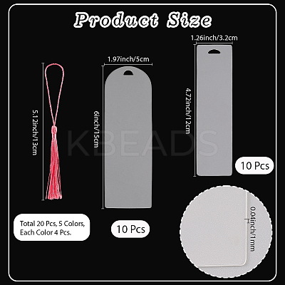 20Pcs Transparent Blank Acrylic Bookmarks Kits DIY-CP0012-45-1