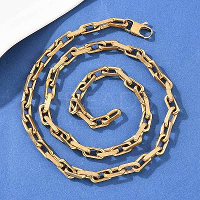 7.5MM 304 Stainless Steel Paperclip Chain Necklaces NJEW-Z105-01G-1