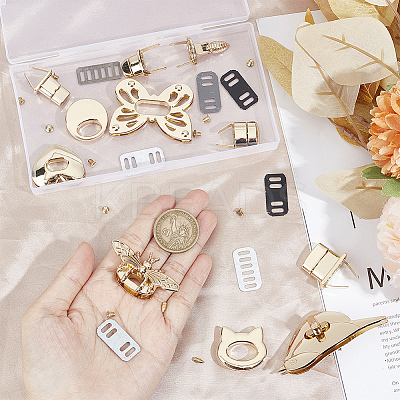 6Sets 6 Styles Zinc Alloy Bag Twist Lock Accessories AJEW-GF0007-02-1
