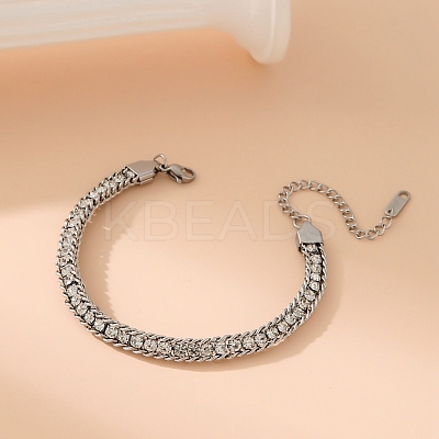 304 Stainless Steel Rhinestone Cup Chain Bracelets for Woman PW-WG34DD3-01-1