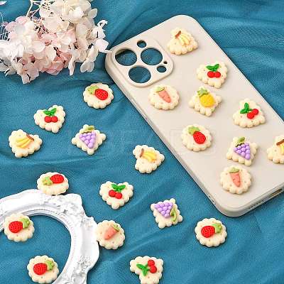 60Pcs 6 Style Opaque Resin Decoden Cabochons CRES-CJ0001-50-1