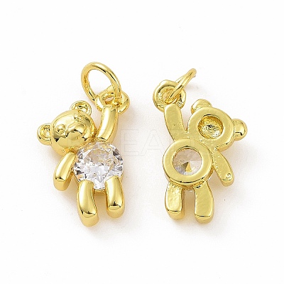 Brass Micro Pave Clear Cubic Zirconia Charms ZIRC-F135-25G-03-1