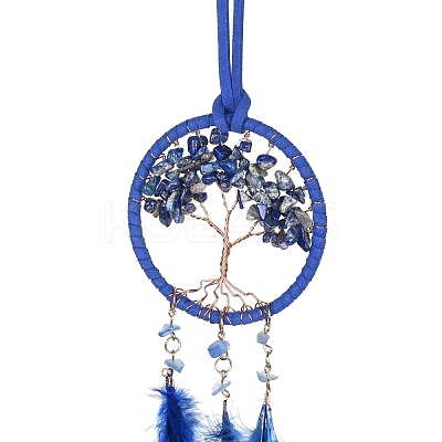 Iron Woven Web/Net with Feather Pendant Decorations AJEW-P097-09-1