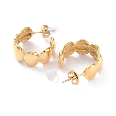 304 Stainless Steel Oval Stud Earrings EJEW-H115-25G-1