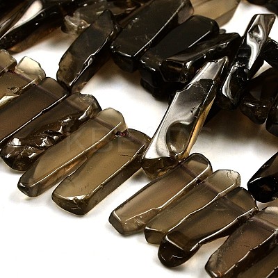 Irregular Strip Natural Smoky Quartz Graduated Beads Strands G-P064-03-1