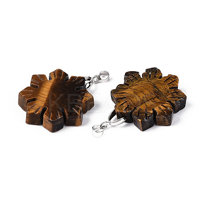 Natural Tiger Eye Pendants G-T144-12F-1