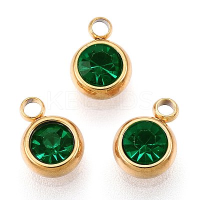PVD Vacuum Plating 201 Stainless Steel Rhinestone Charms STAS-S068-03G-1