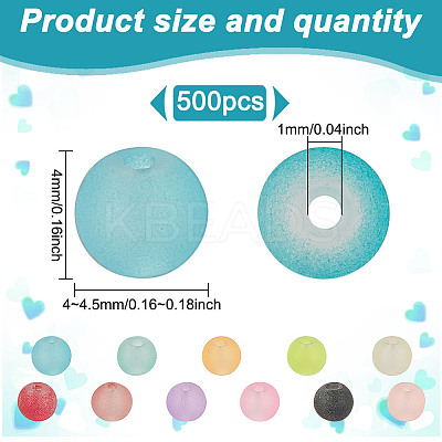 5 Bags Transparent Frosted Glass Beads GLAA-HY0001-36B-1