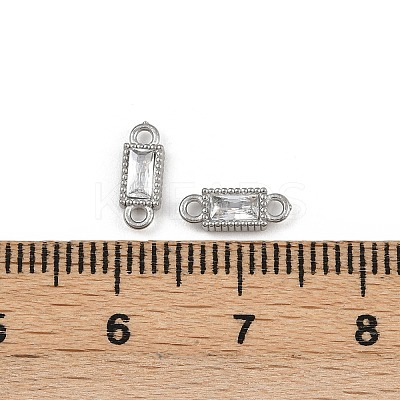304 Stainless Steel Pave Clear Cubic Zirconia Rectangle Links Connector Charms STAS-F322-13P-1