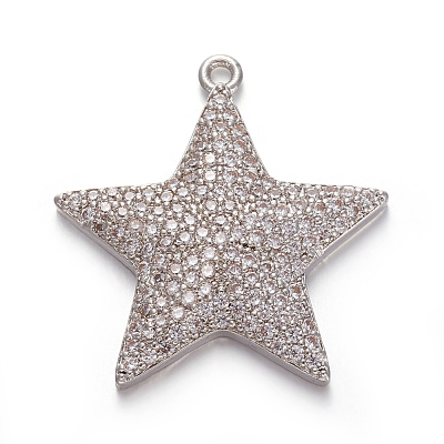 Brass Micro Pave Cubic Zirconia Pendants ZIRC-E158-02-1