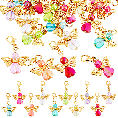 40Pcs 10 Colors Angel Acrylic Pendant Decorations HJEW-PH02043-1
