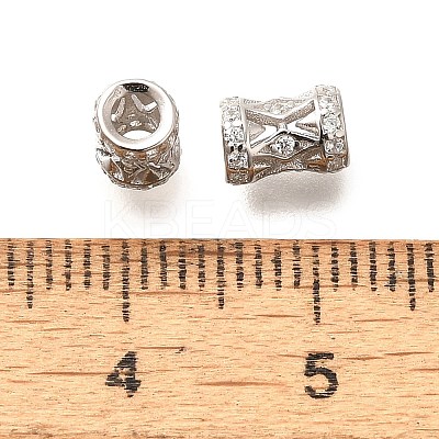 925 Sterling Silver Micro Pave Clear Cubic Zirconia Beads STER-B006-11A-P-1