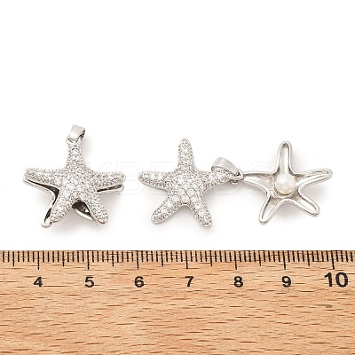 Starfish Brass Micro Pave Clear Cubic Zirconia Pendants KK-G533-27P-1