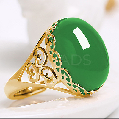 Oval Natural Chalcedony Finger Rings WG05C38-04-1