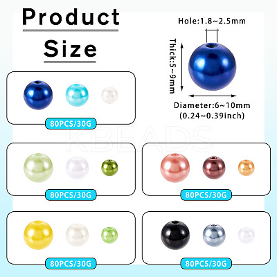 150G 5 Colors ABS Plastic Imitation Pearl Beads KY-TA0001-44A-1