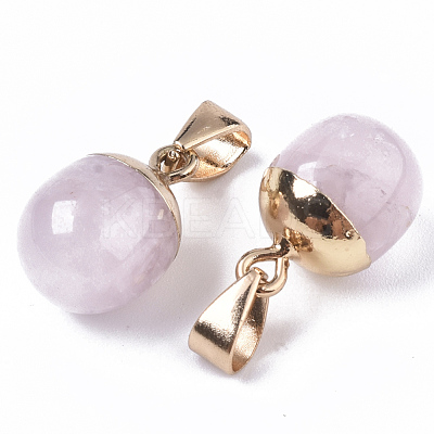 Top Golden Plated Natural Rose Quartz Pendants G-T131-03N-1