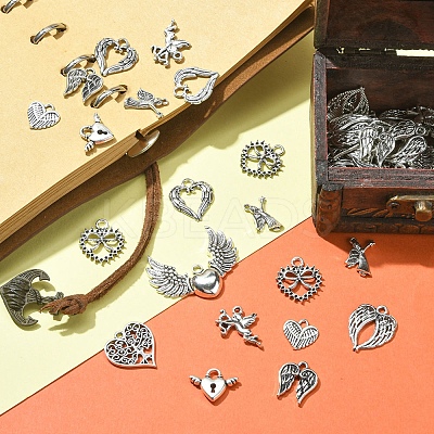 50Pcs 10 Style Tibetan Style Alloy Pendants FIND-YW0003-03-1