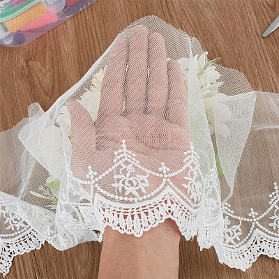 5 Yards Milk Fiber Gauze Embroidery Lace Ribbon Trims Fabric DIY-DR0001-57-1