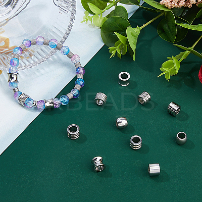 DICOSMETI 36Pcs 6 Styles 304 Stainless Steel European Beads STAS-DC0017-26-1