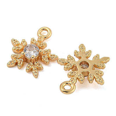 Flower Brass Micro Pave Cubic Zirconia Pendants X-KK-N254-102G-01-1