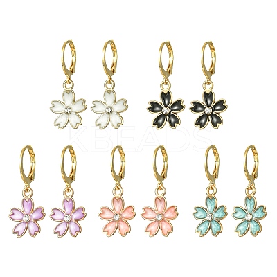 Alloy Enamel Flower Leverback Earrings EJEW-JE05574-1