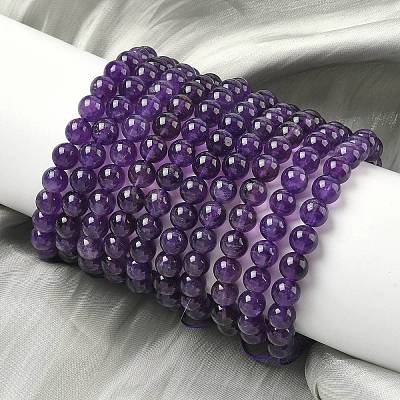 Natural Amethyst Beads Stretch Bracelets for Women BJEW-H636-01-1