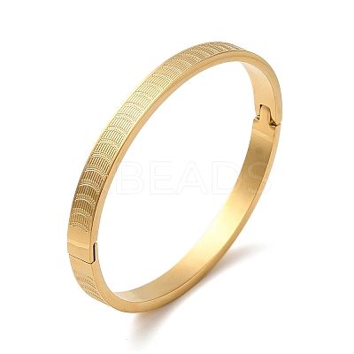 304 Stainless Steel Stripe Textured Hinged Bangles for Women LS-BJEW-E099-04G-02-1