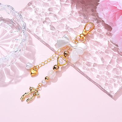CCB Plastic & Acrylic Imitation Pearl & Alloy Pendant Decorations HJEW-YW00090-02-1