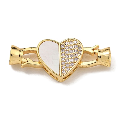 Brass Micro Pave Clear Cubic Zirconia Fold Over Clasps KK-U037-42G-01-1