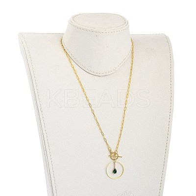 Teardrop Transparent Glass Pendant Necklaces NJEW-JN03038-01-1