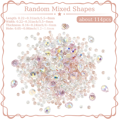 114Pcs Transparent Electroplate Glass Beads GLAA-PA0001-17B-1