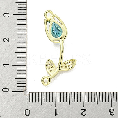 Rack Plating Brass Micro Pave Clear Cubic Zirconia Flower Connertor Charms KK-Z043-03E-1