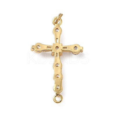 Rack Plating Brass Pave Cubic Zirconia Connector Charms KK-O142-14G-1