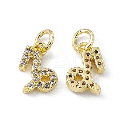 Real 18K Gold Plated Brass Micro Pave Clear Cubic Zirconia Charms KK-E068-VB411-10-1
