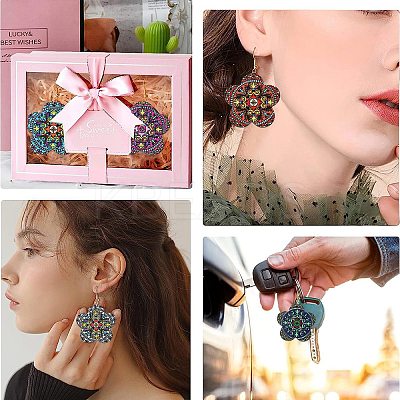 30Pcs 5 Colors Printed Natural Basswood Pendants WOOD-CJ0001-86-1