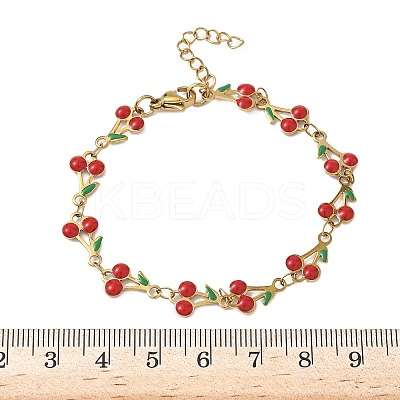 304 Stainless Steel Enamel Link Bracelets for Women BJEW-K226-16G-1
