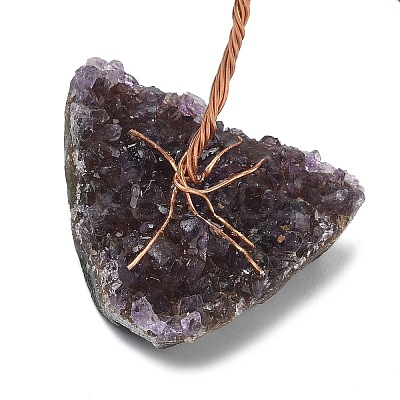 Natural Strawberry Quartz Chips Tree of Life Decorations DJEW-P022-03A-08-1