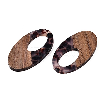 Transparent Resin and Walnut Wood Pendants RESI-T057-02B-1