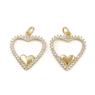 Brass Micro Pave Clear Cubic Zirconia Pendants ZIRC-I367-14G-03-1