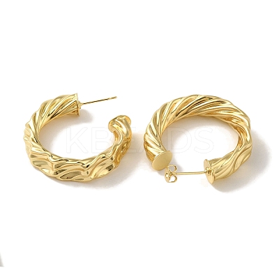 Rack Plating Twist Ring Brass Stud Earrings for Women EJEW-P272-02G-1