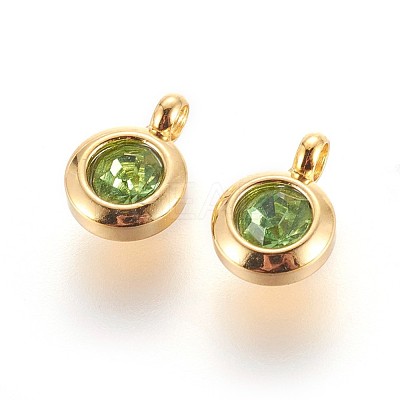 304 Stainless Steel Rhinestone Charms STAS-P237-10G-M-1