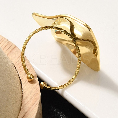 304 Stainless Steel Open Cuff Ring for Women LS-RJEW-B109-03G-06-1
