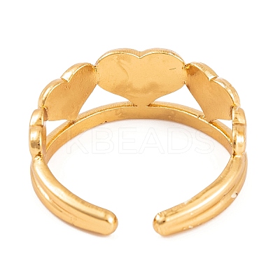 PVD Vacuum Plating 304 Stainless Steel Heart Cuff Rings for Women RJEW-G316-03G-1