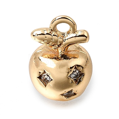 Brass Micro Pave Clear Cubic Zirconia Charms KK-N290-20G-1