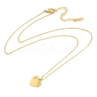 Ion Plating(IP) 304 Stainless Steel Crystal Rhinestone Heart Pendant Necklaces for Women NJEW-K276-16G-1